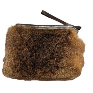 Patricia Nash rabbit fur and leather wristlet